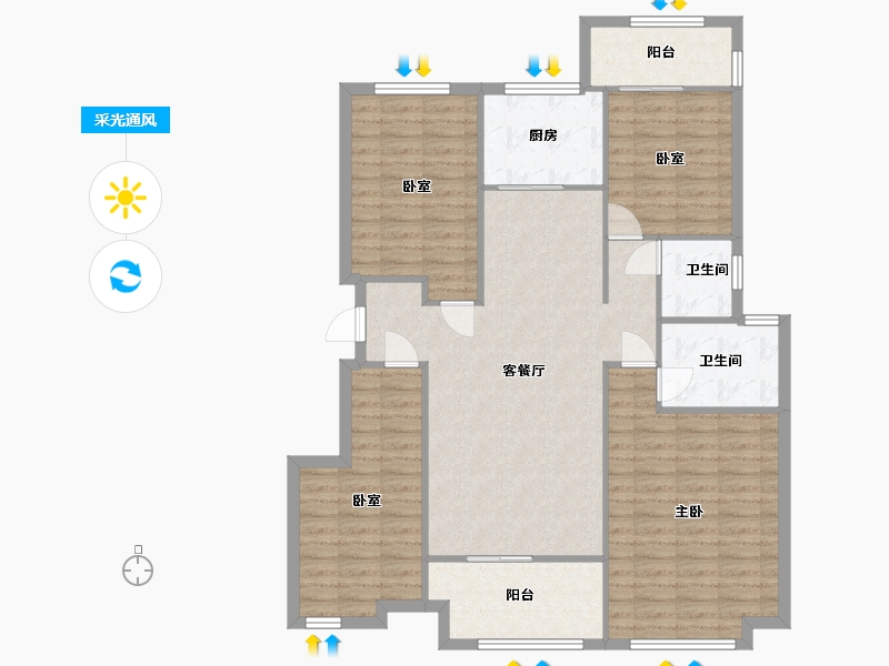 安徽省-合肥市-信地·华地城-108.00-户型库-采光通风