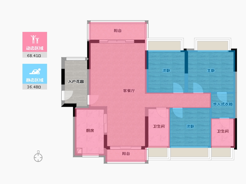 广东省-佛山市-美的明湖北湾1期-132.00-户型库-动静分区