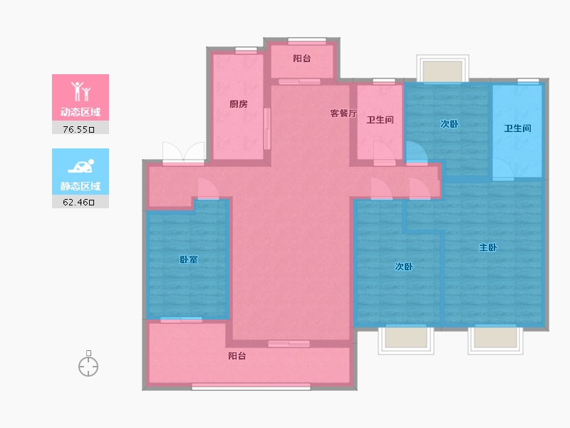 湖南省-长沙市-龙湖春江天玺-134.40-户型库-动静分区