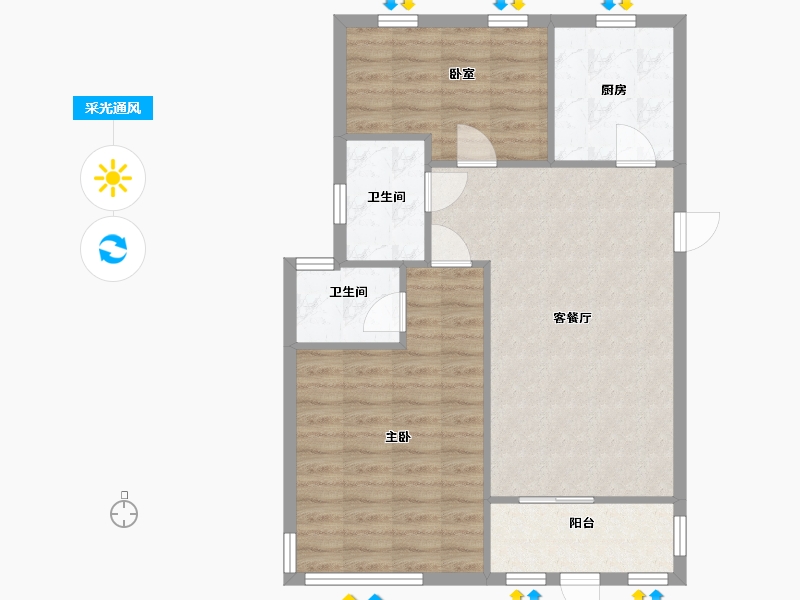 江苏省-苏州市-御花园-85.00-户型库-采光通风