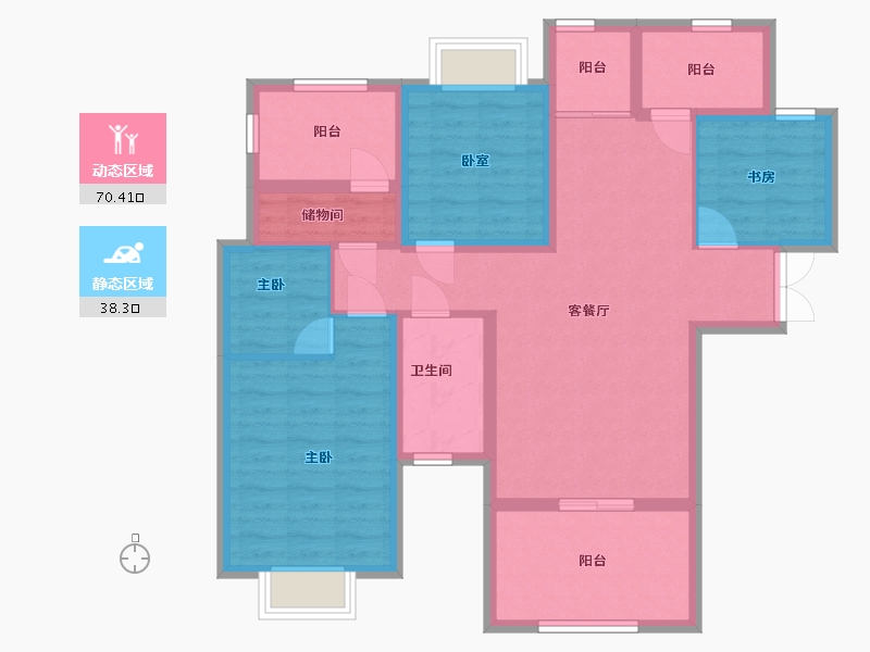 贵州省-遵义市-丽地鳛悦府-96.00-户型库-动静分区