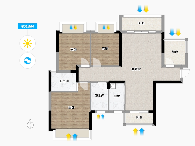 广西壮族自治区-柳州市-龙湖嘉园-88.00-户型库-采光通风