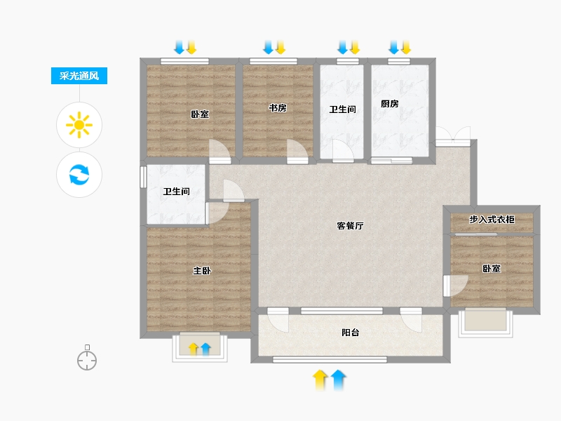 山东省-淄博市-黄金城-126.15-户型库-采光通风