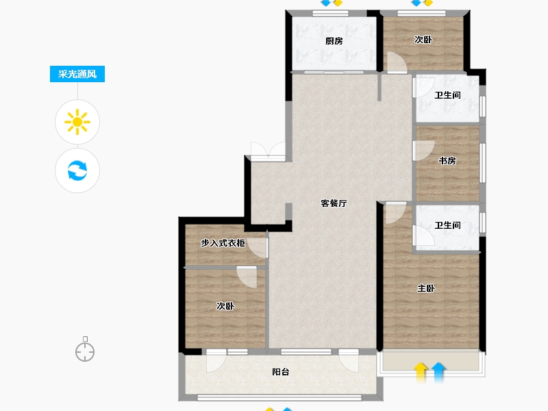 山东省-潍坊市-绿城蘭园-121.60-户型库-采光通风