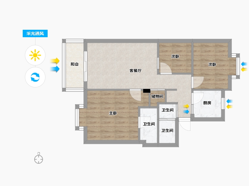 福建省-福州市-湖前兰庭-60.00-户型库-采光通风