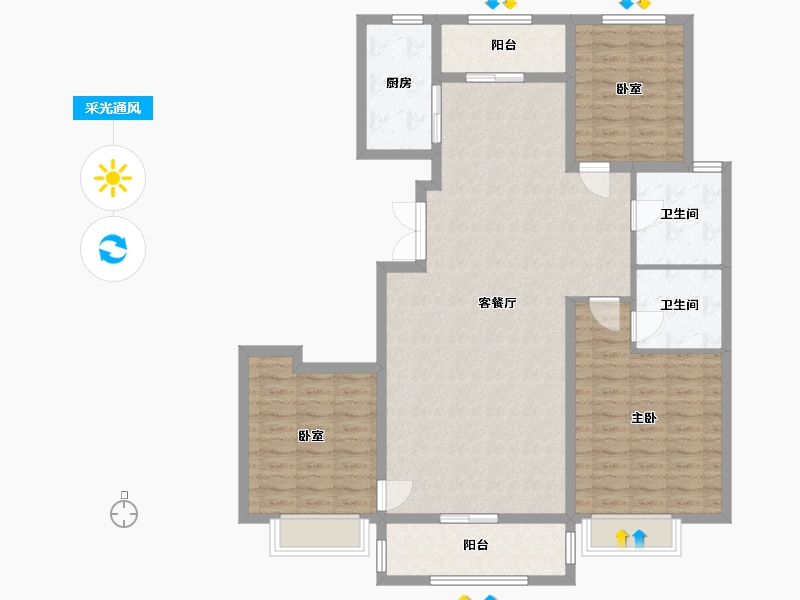 山东省-潍坊市-金东世纪城-118.27-户型库-采光通风