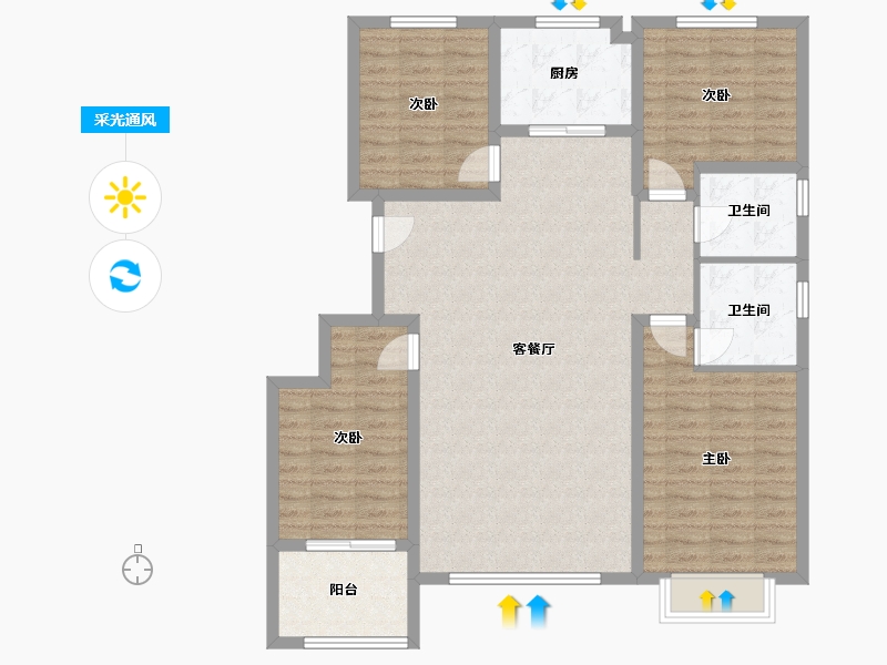 山东省-潍坊市-恒信悦府-114.32-户型库-采光通风