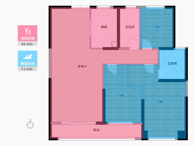 陕西省-西安市-碧桂园云顶-109.00-户型库-动静分区