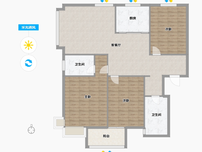 江苏省-常州市-国泰新都-134.92-户型库-采光通风