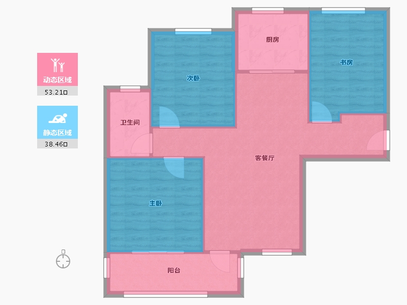 湖北省-武汉市-保利公园九里-84.80-户型库-动静分区