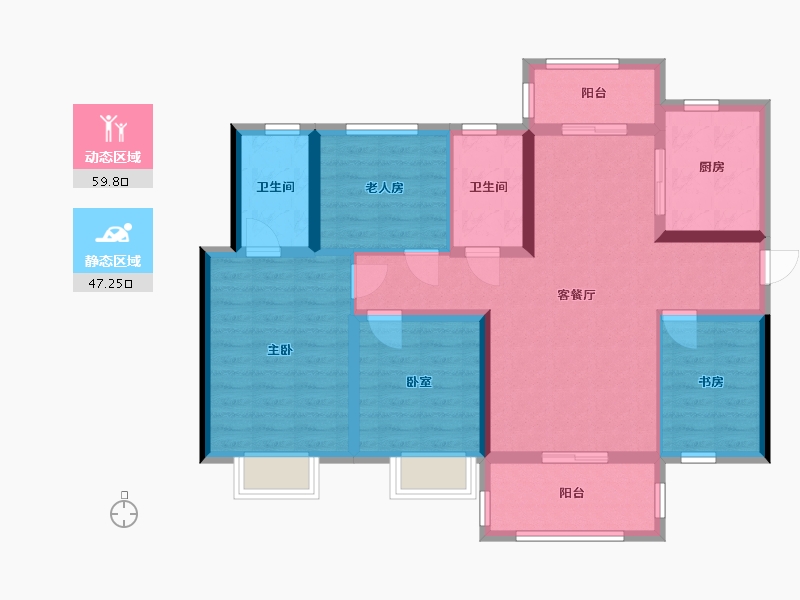 湖南省-常德市-保利时代-101.50-户型库-动静分区