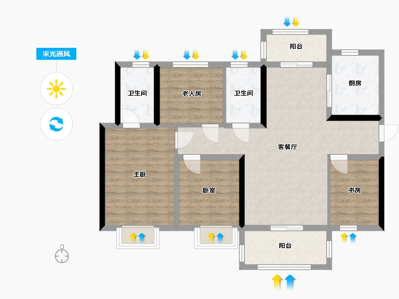 湖南省-常德市-保利时代-101.50-户型库-采光通风