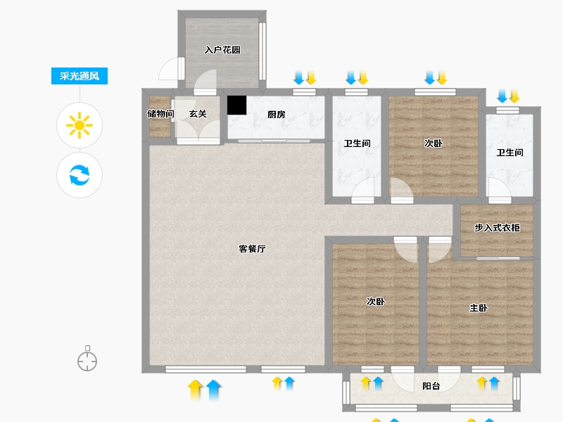 河北省-承德市-顺达帝景-129.00-户型库-采光通风