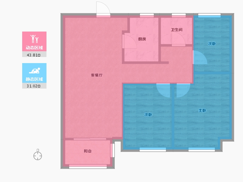 浙江省-嘉兴市-新西塘孔雀城悦珑湾-63.20-户型库-动静分区