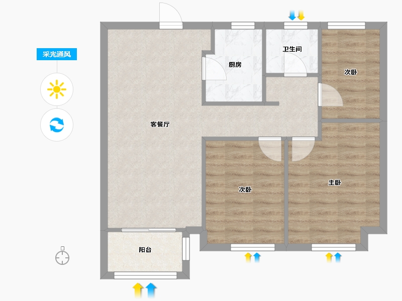 浙江省-嘉兴市-新西塘孔雀城悦珑湾-63.20-户型库-采光通风