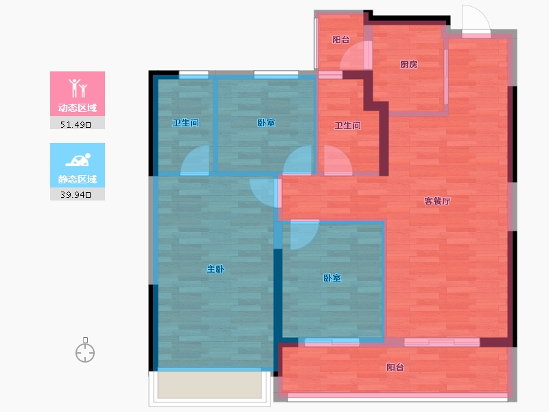 浙江省-杭州市-星遇光年府-82.19-户型库-动静分区