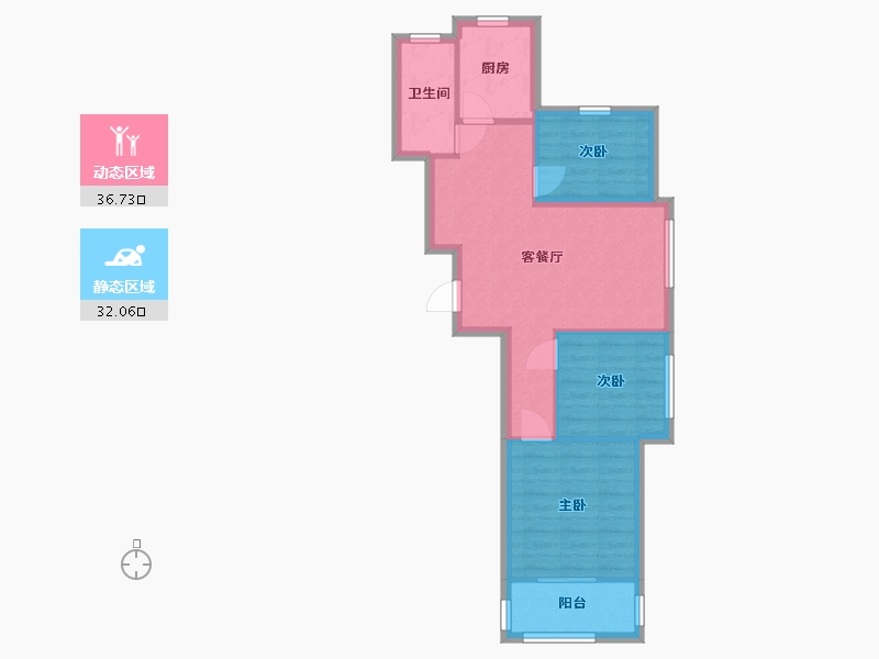 浙江省-杭州市-河翠云筑-67.90-户型库-动静分区