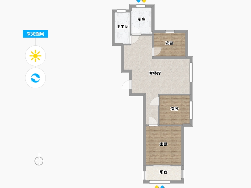 浙江省-杭州市-河翠云筑-67.90-户型库-采光通风