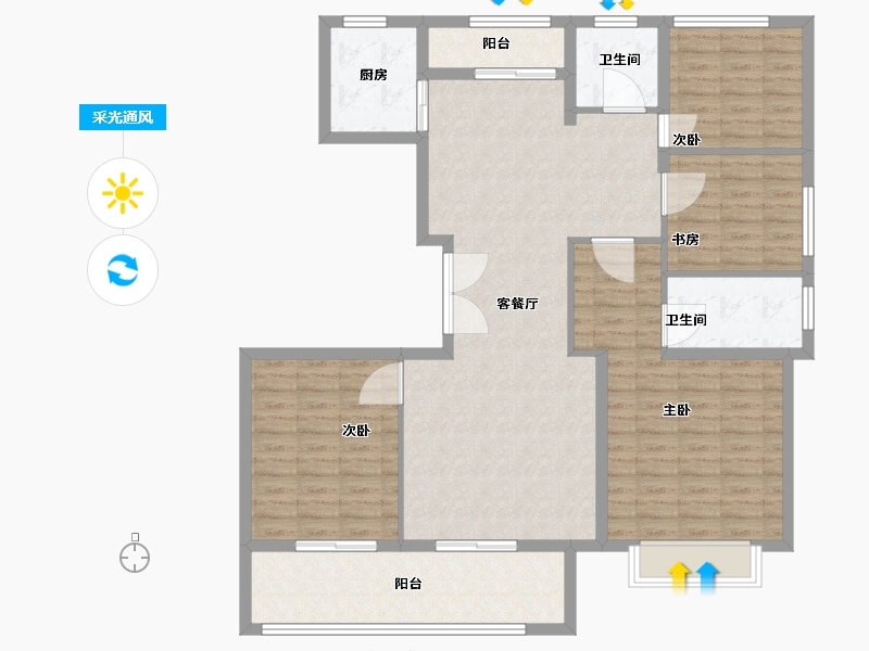 安徽省-安庆市-蓝城兰园-128.00-户型库-采光通风