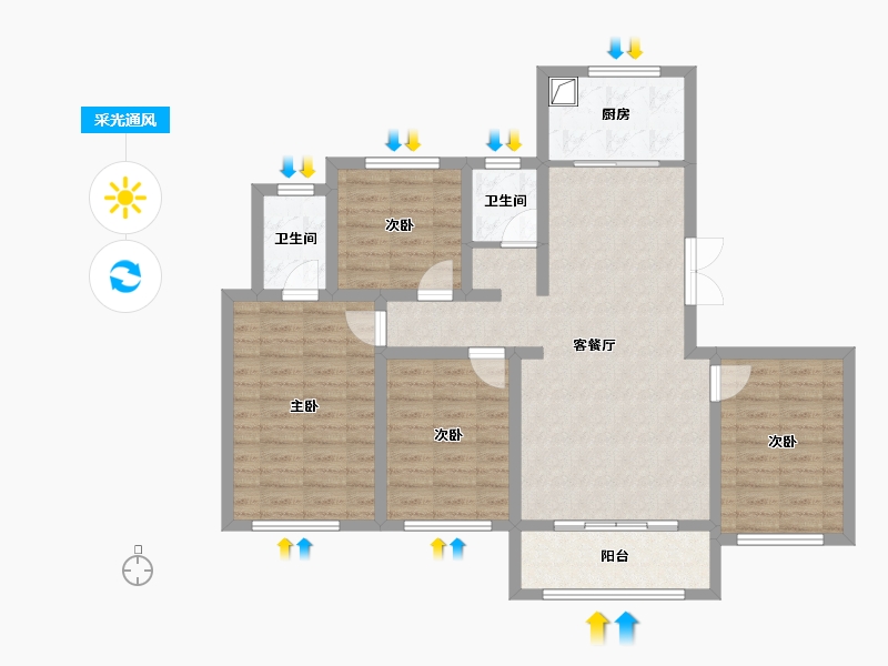 河北省-衡水市-中通御府-106.00-户型库-采光通风