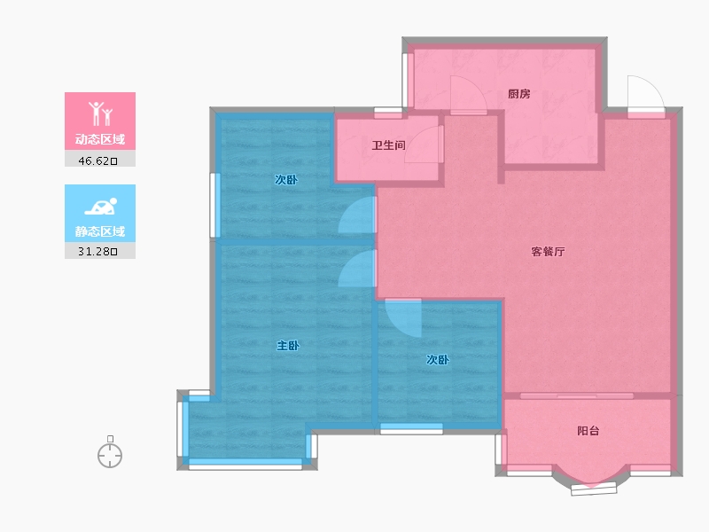 广东省-珠海市-银桦新村-62.88-户型库-动静分区