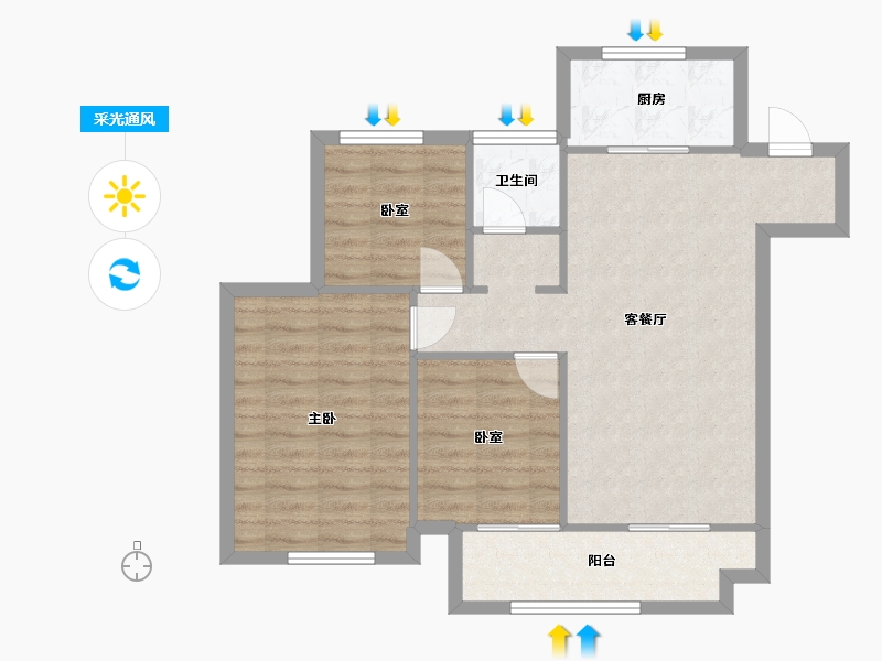 江苏省-徐州市-莫兰迪公馆-104.00-户型库-采光通风