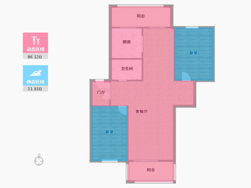 辽宁省-沈阳市-宝石南小区-108.88-户型库-动静分区