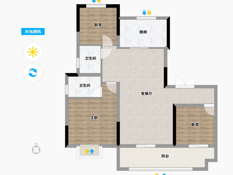 河南省-洛阳市-云锦天章-100.80-户型库-采光通风