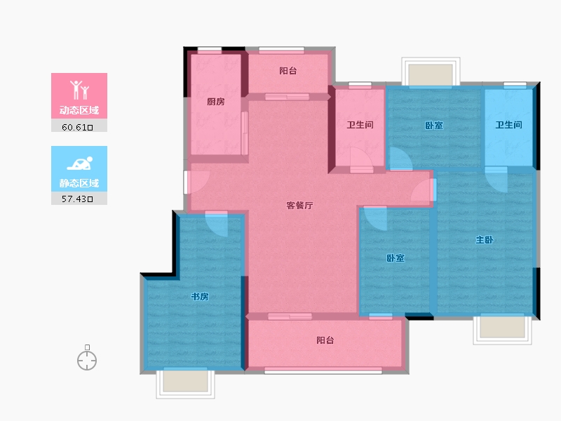 重庆-重庆市-麓谷林语-105.00-户型库-动静分区