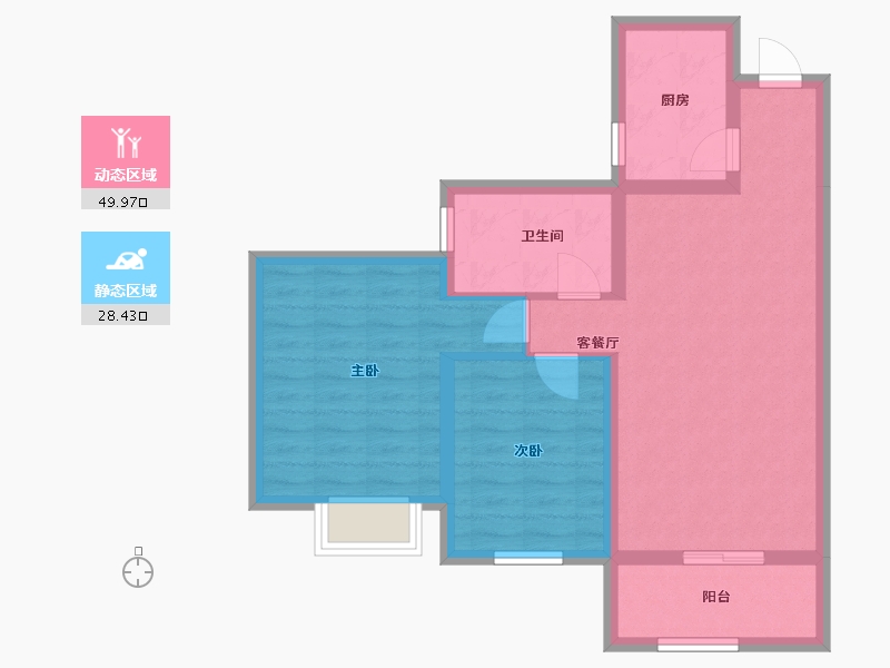 陕西省-宝鸡市-虢悦东郡-76.40-户型库-动静分区