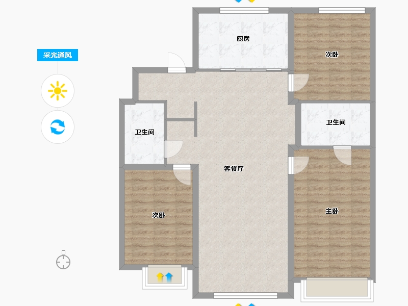 吉林省-长春市-万科紫郡-104.00-户型库-采光通风