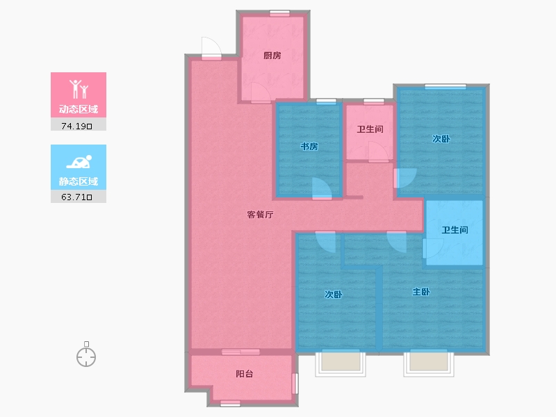 湖北省-黄石市-中乾融龙台-123.69-户型库-动静分区