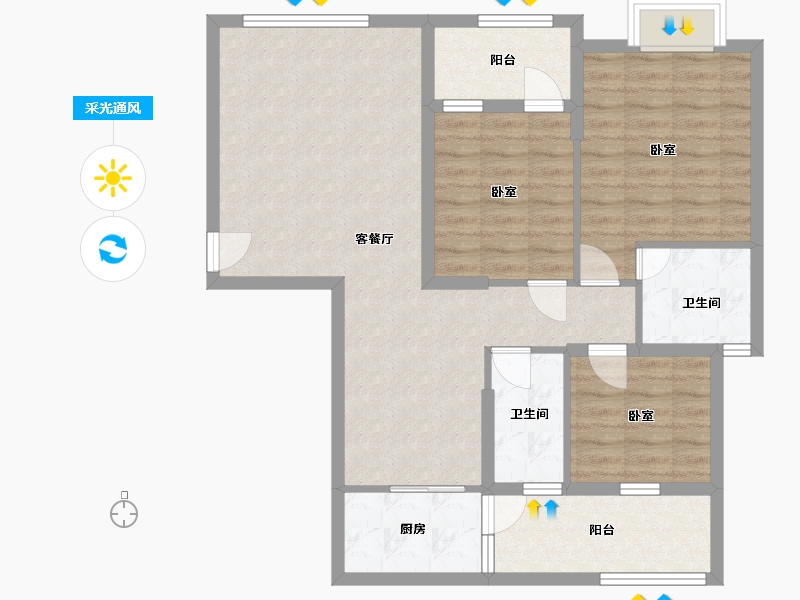 广西壮族自治区-南宁市-金州路-90.99-户型库-采光通风