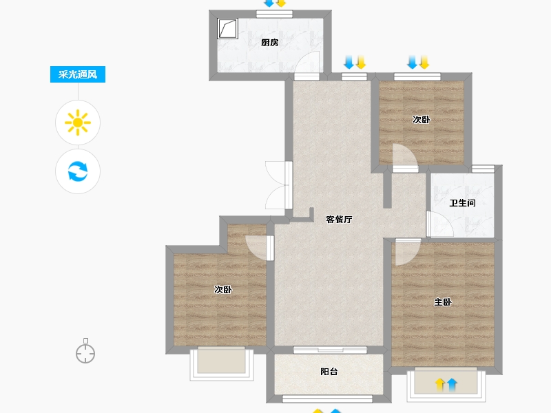 山东省-济南市-中新锦绣天地-80.50-户型库-采光通风