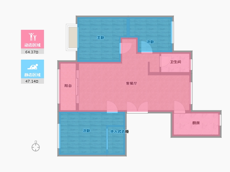 新疆维吾尔自治区-阿克苏地区-金桥现代城一期-100.00-户型库-动静分区