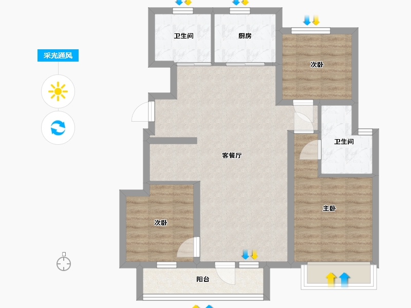 河北省-廊坊市-金地时代艺境-87.16-户型库-采光通风