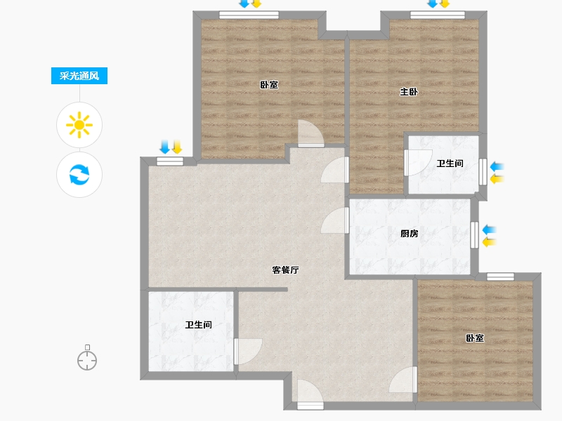 山东省-菏泽市-伯爵国际花园-104.00-户型库-采光通风