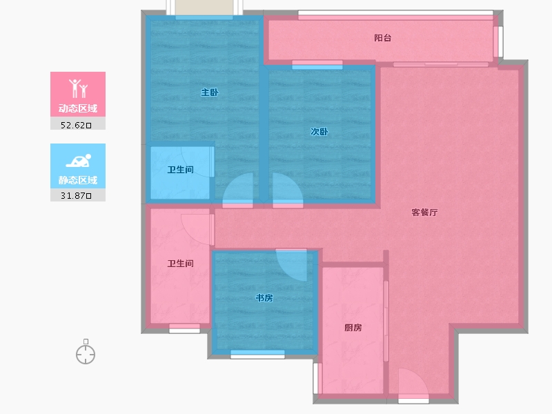 河北省-唐山市-龙泽国际-85.16-户型库-动静分区