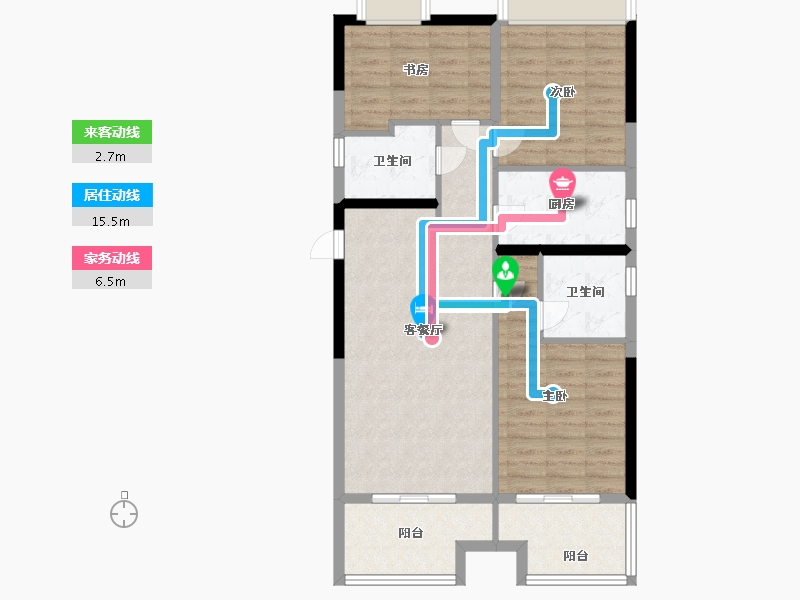 江苏省-苏州市-斓公馆-90.42-户型库-动静线