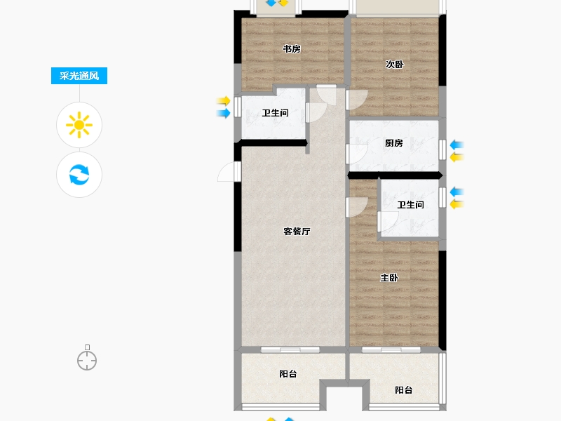 江苏省-苏州市-斓公馆-90.42-户型库-采光通风