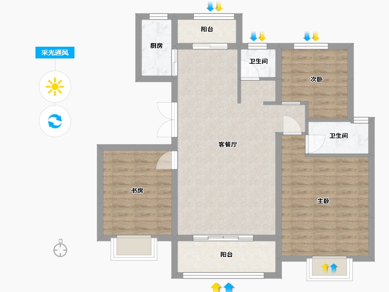 河南省-焦作市-晨升一号城邦-110.17-户型库-采光通风