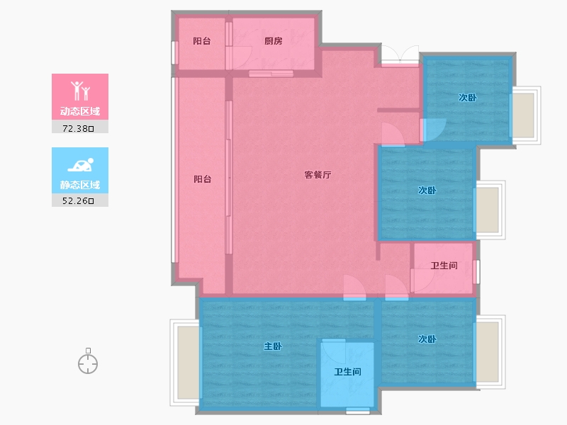 重庆-重庆市-中交漫山-80.00-户型库-动静分区