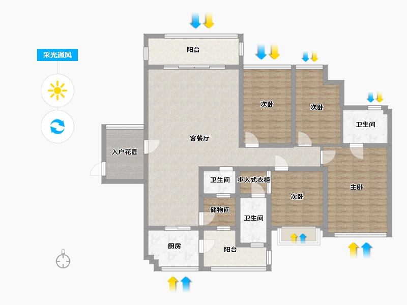 广东省-中山市-豪逸御华庭-122.40-户型库-采光通风