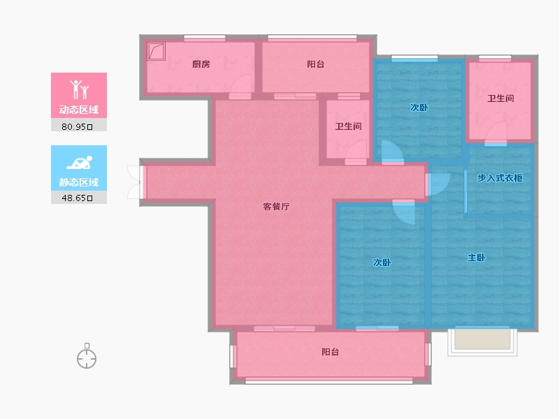 陕西省-榆林市-麟州壹号院-131.80-户型库-动静分区