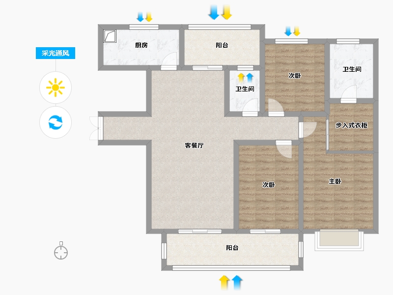 陕西省-榆林市-麟州壹号院-131.80-户型库-采光通风