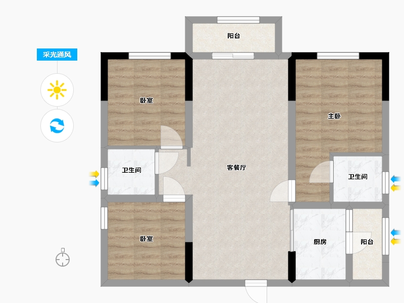 四川省-眉山市-观澜明月-73.60-户型库-采光通风