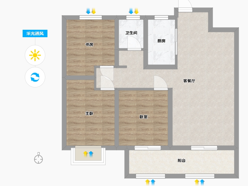 河北省-沧州市-嘉禾一方-85.94-户型库-采光通风