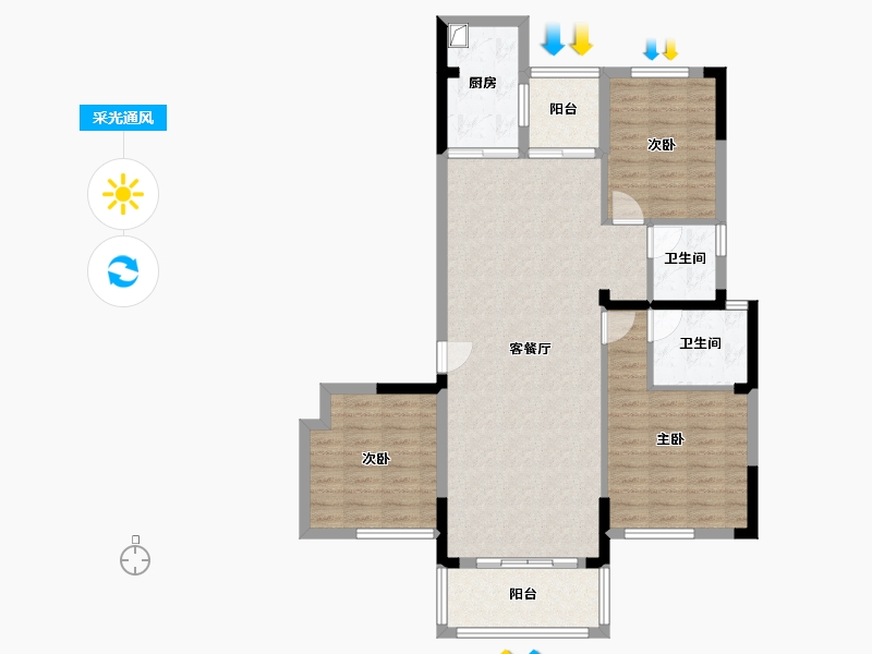 湖北省-天门市-君佳陆羽华府-99.00-户型库-采光通风