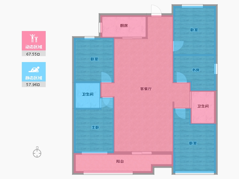 山东省-潍坊市-兰溪学府-133.60-户型库-动静分区