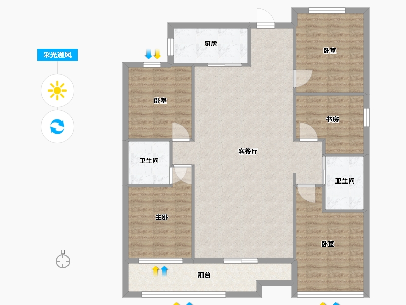 山东省-潍坊市-兰溪学府-133.60-户型库-采光通风